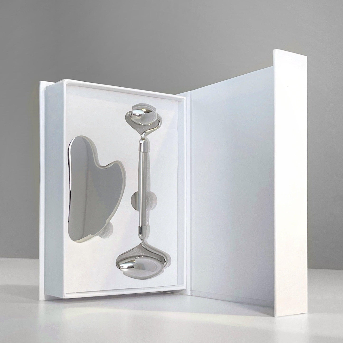 Stainless Steel Gua Sha + Facial Roller Set - Natur Kosmetikk - naturkosmetikk.co.uk